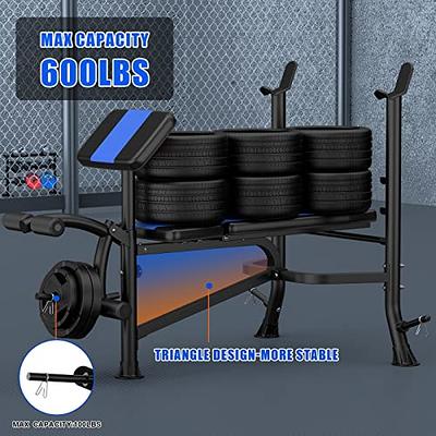 Bench Press, CANPA Olympic Weight Bench with Squat Rack Workout Bench  Adjustable Barbell Rack Stand Strength Training Home Gym Multi-Function