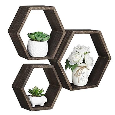 Maitys Hexagon Floating Shelves Set of 8 Farmhouse Honeycomb Wall