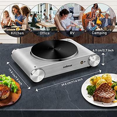 Techwood Hot Plate Electric Double Burner 1800W Portable Burner for Cooking with Adjustable Temperature & Stay Cool Handles, Non-Slip Rubber Feet