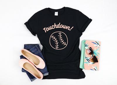 Funny Sports Touchdown Baseball Womens Yay Shirt Tee Top Football