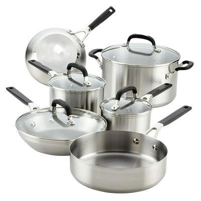 All-Clad d5 Brushed Stainless-Steel 10-Piece Set  Cookware set, Stainless  steel cookware, Brushed stainless steel