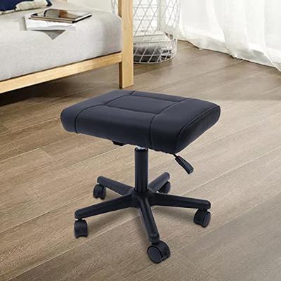 Footrest Adjustable Height Footstool with Wheels Rolling Under