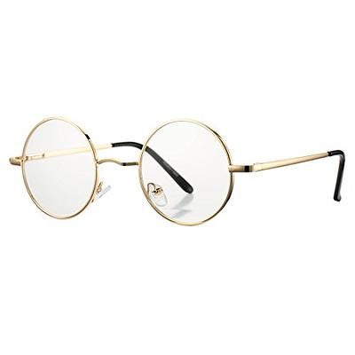 COASION Vintage Round Clear Glasses Small Metal Frame Non Prescription Lens Eyeglasses