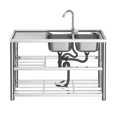 Free Standing Stainless-Steel Single Bowl, Commercial Restaurant Kitchen  Sink Set w/Faucet & Drainboard, Prep & Utility Washing Hand Basin  w/Workbench