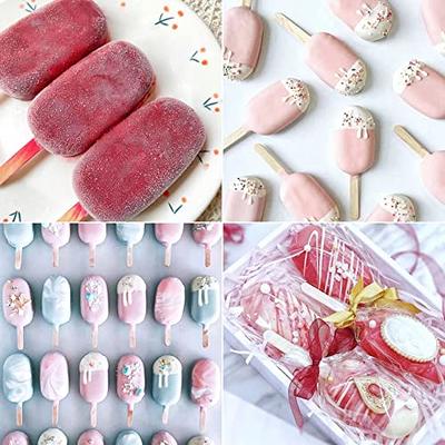 Popsicle Silicone Molds set of 2, Ice Pop Molds Mini 4 Cavities Oval  Homemade Cakesicle Maker With 50 Wooden Sticks Ice Tray DIY 