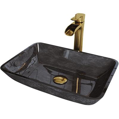 Vigo VGT1241 Wisteria Matte Stone Vessel Bathroom Sink with Linus Vessel Faucet in Antique Rubbed Bronze