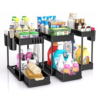 Seasky 2 Pack Adjustable Height Under Sink Organizers and Storage, 2 Tier  Sliding Bathroom Organizer, Kitchen Organizer Multipurpose Under Sink  Cabinet Storage with 8 Hooks and 2 Hanging Cup - Yahoo Shopping