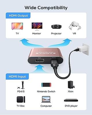 HDMI Splitter 1 in 2 Out, ZACCAS Aluminum 4K HDMI Splitter for Dual  Monitors, 1x2 HDMI Display Duplicate/Mirror Screens, Full HD 1080P 3D【with  3.3Ft