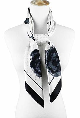 Silk Scarf for Hair Wrapping at Night Silver Woman Large Square