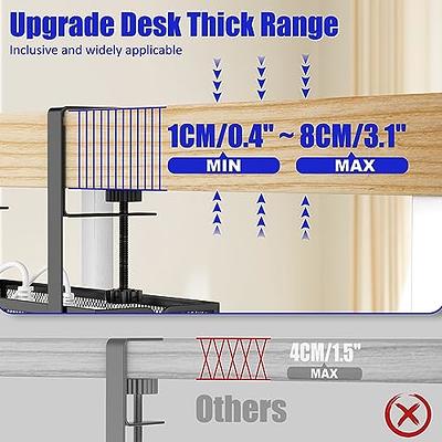 NODOCA No Drill Under Desk Cable Management Tray, 14'' Wire Management,  Punch-Free Clamp on, Newest Metal Cable Tray, Wire Organizer Under Desk,  Under Desk Basket for Office and Home, Black 