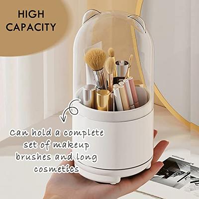 Lefiocky Makeup Brush Holder with Lid and Qtip Holder Set, Clear