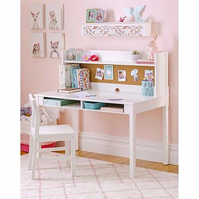 UTEX Kids Desk,Wooden Study Desk with Chair for Children,Writing Desk with  Storage and Hutch for Home School Use,White