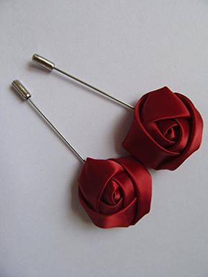 YYCRAFT 6 pcs Satin Rose Lapel Pins, Men's Flower Boutonniere Pins