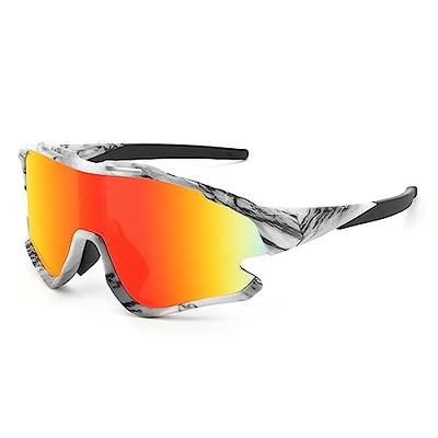 FEISEDY Sports Cycling Sunglasses, Wraparound 80s Visor Men Women, Rave  Neon Outdoor Shield Baseball Shades B9099