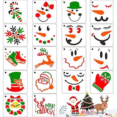 16 Pieces Snowman Face Stencils Templates Reusable Kids Stencils