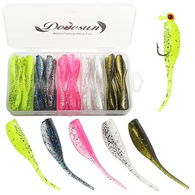 Dr.Fish 10 Pack Grub Soft Fishing Lures, 3 inch Soft Plastic Baits Fishing  Worm Swimbaits Ribbon Tail Shad Bait for Freshwater Bass Fishing Lures