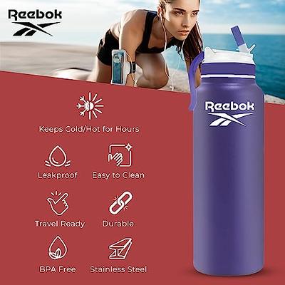 Reebok Stainless Steel Wide Mouth Water Bottle With Flex Cap For Outdoor -  32 oz - Double Wall Vacuum Insulated Sports Water Bottle With Silicone