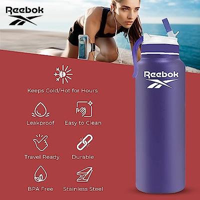 Reebok Stainless Steel Wide Mouth Water Bottle with Flex Cap for Outdoor - 32 oz - Double Wall Vacuum Insulated Sports Water Bottle with Silicone