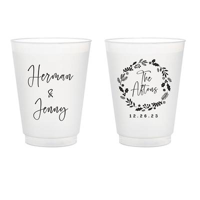 Custom Frosted Cups Wedding Favors, Plastic Cups, Cup