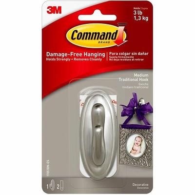 Command Hooks, Medium, 3lb Capacity, White, 20 Hooks & 24 Strips - Sam's  Club