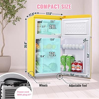 WANAI 3.5 Cu.ft Compact Refrigerators Mini Fridge with Freezer Yellow Small  Fridge Dual Door Classic Retro Refrigerator Removable Glass Shelves  Adjustable Thermostat for Home Office Dorm RV - Yahoo Shopping