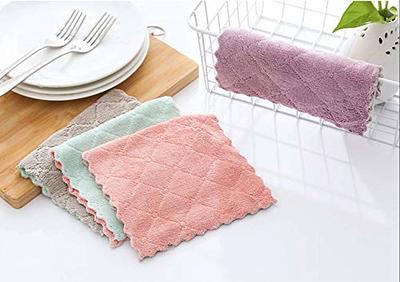 kimteny 12 Pack Kitchen Cloth Dish Towels, Premium Dishcloths, Super  Absorbent Coral Velvet Dishtowels, Nonstick Oil Washable Fast Drying  (Pink-Grey)