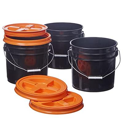 4 Gallon Square Food Grade Bucket Pail with Plastic Handles and lids- Pack  of 3