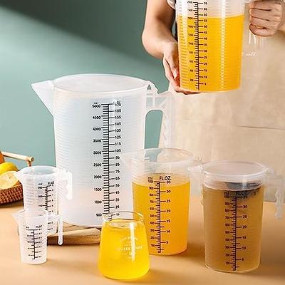 Plastic Measuring Cup Clear Mug Laboratory Beaker Liquid Jug Pour Spout  With Lid