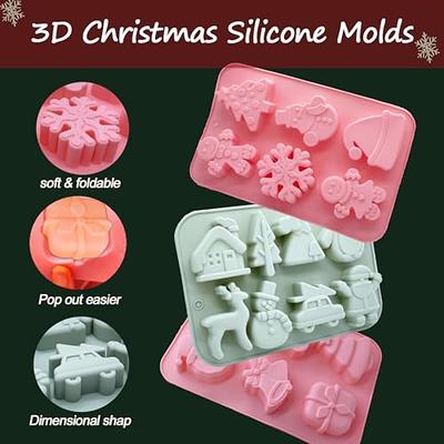 Christmas Silicone Chocolate and Candy Molds, Small Baking Molds for Cake  Toppers, Santa Clause Snowman Christmas Tree Presents Gingerbread Stockings