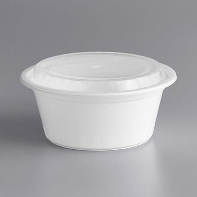 Choice 48 oz. White 9 Round Microwavable Heavy Weight Container with Lid -  150/Case