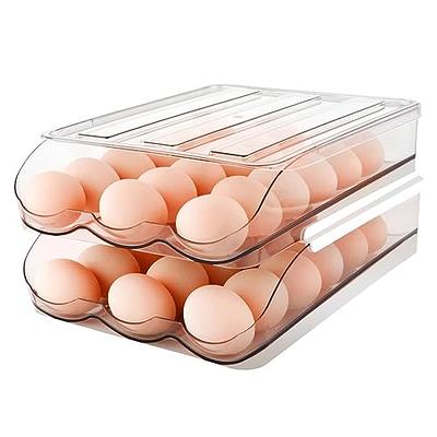 Auto Rolling Egg Holder Storage Box for Refrigerator Egg Tray Fridge  Organizer