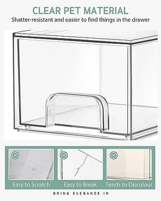 mDesign Plastic Stackable Closet Storage Organizer Bin Containers with  Front Pull Drawer for Cabinet, Desk, Shelf, Cupboard, or Dresser  Organization - Lumiere Collection - 4 Pack - Clear - Yahoo Shopping