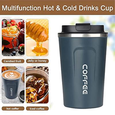 CHTENZY 13oz Insulated Travel Coffee Mug with Lid, Hot and Cold, Stainless Steel Cups, Transparent Lid, Portable Coffee Mug Fits in Car Cup Holders