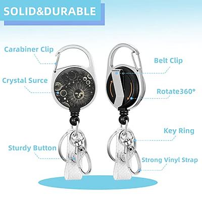 Heavy Duty Retractable Badge Reel with Carabiner Belt Clip Key Ring Cute Badge  Holder ID Name Badge Reels for Office Worker Doctor Nurse 3 Pack (Sun) :  : Office Products