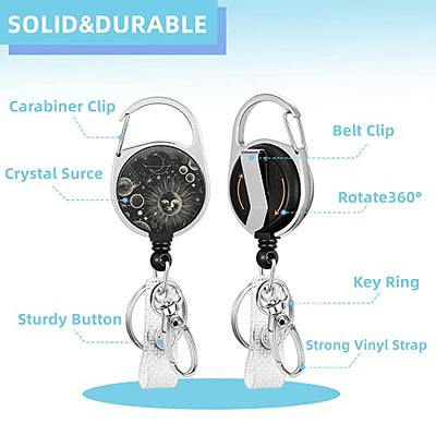 Heavy Duty Retractable Badge Reel with ID Card Holder, Retractable Keychain  with Swivel Belt Clip, ID Badge Holder for Office Worker Nurse Teacher