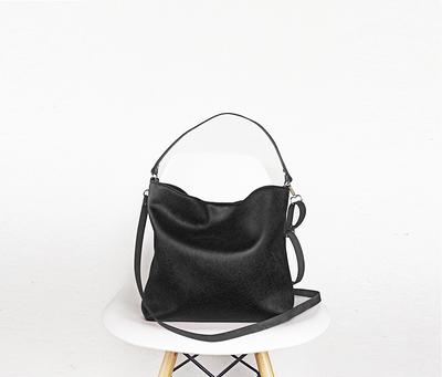 BLACK LEATHER HOBO Bag Large Crossbody Bag Everyday Leather 