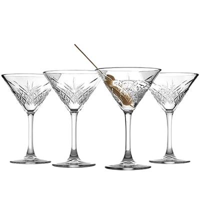 Hand Painted Stained Glass Martini Glasses 8 oz - Crystal Glass with S