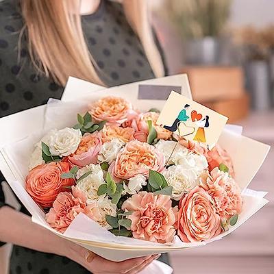 50pcs Plastic Flower Card Holder Stick Floral Picks for Floral Arrangement Flower Packaging Bouquet Accessories for Wedding Birthday Party Favor