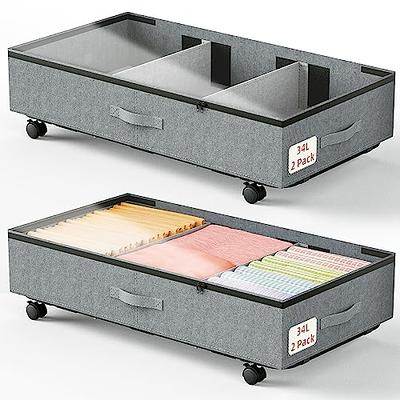 Home Basics 45L Under The Bed Storage Box with Wheels, Clear, STORAGE  ORGANIZATION