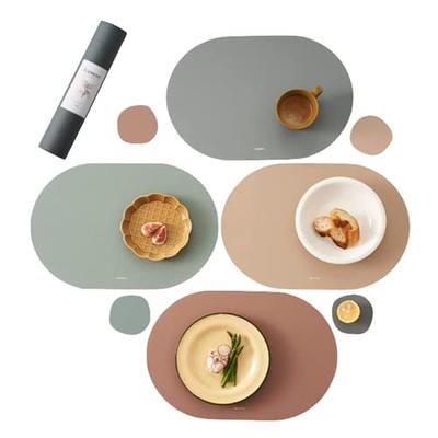 Placemats, Silicone Placemats, Set of 4, Non-Slip, Oil Proof, Water Proof,  Heat Resistant, Stain Resistant, Easy to Clean, Leather Texture Finish,  Oval (Matt Combo + Coaster) - Yahoo Shopping