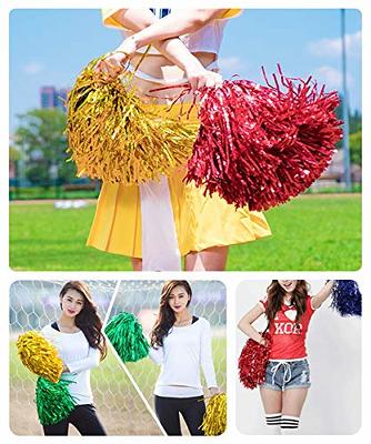 Cheerleading Pom Poms with Handle Cheer Balls Gold Yellow Pink Red Green  Blue Pompoms for Women Girl Kids Hand Dance Accessories