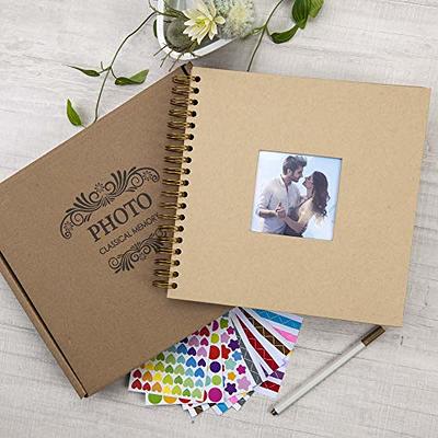 potricher 10 x 10 Inch DIY Scrapbook Photo Album 80 Pages Thick Kraft Blank  Yellow Paper Memory Book for Wedding and Anniversary Family (Yellow, 10