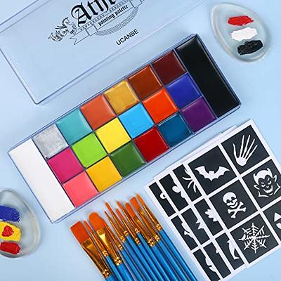 20 Colors Face And Body Paint Washable For Costume Body Art Adults Black  Stencils