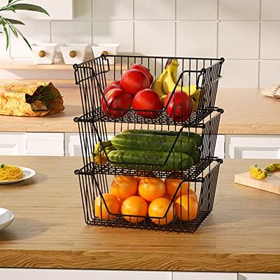 SANNO Freezer Baskets Pantry Storage Bins, Farmhouse Wire Storage Baskets  Organizer Storage Bins Large Organizer Bins for Kitchen Organization