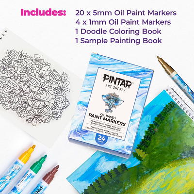 PINTAR Oil Based Paint Pens - Oil Paint Markers - Paint Pens For Rock  Painting,Glass, Wood, Plastic, Canvas, Paper, Metal, Ceramic, & Fabric - 20  Medium Tip & 4 Fine Tip Colored Markers - Yahoo Shopping