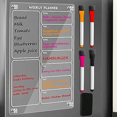 2 Pack Acrylic Magnetic Dry Erase Board for Fridge, Magnetic Calendar  Whiteboard for Refrigerator with 4 Markers 1 Eraser, Menu Board Weekly  Monthly, Meal Planner, Clear Planning Notepad - Yahoo Shopping
