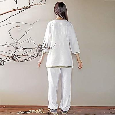 Womens Zen Meditation Clothes Chinese Kung Fu Uniform Cotton Yoga Suit for  Taichi Martial Arts Wing Chun