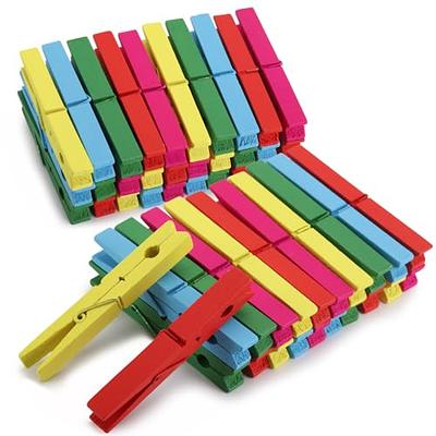 24 Pack)Colorful Plastic Clothespins, Heavy Duty Laundry Clothes Pins Clips  with Springs, Air-Drying Clothing Pin Set 