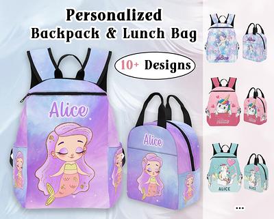 Kids Lunch Bag, Personalized Girls Lunch Bag, Matching Backpack