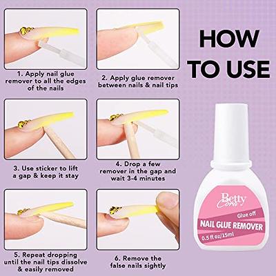 Nail Glue Remover Glue Off for False Nails, BettyCora Press ON